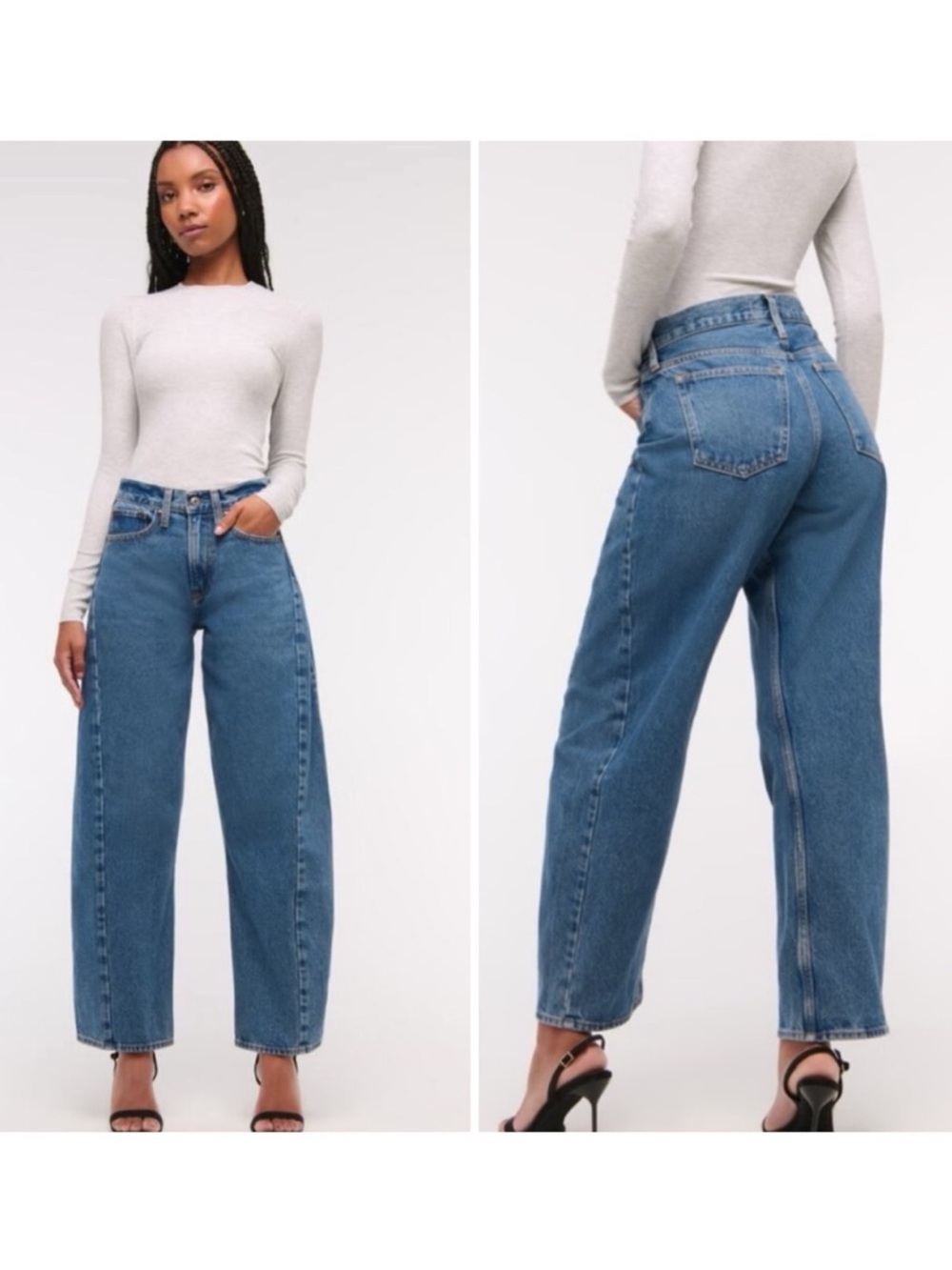Abercrombie & Fitch High-Rise Wide Leg Jeans in Medium Blue—fits like a 29